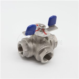 Three-way Internal Thread Butterfly Handle Ball Valve