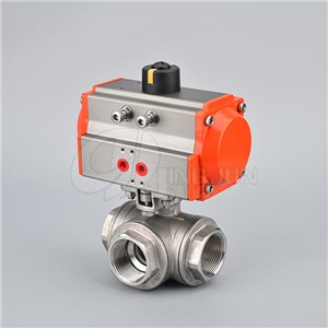 Three-way Pneumatic Threaded Ball Valve