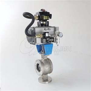 Clamp type pneumatic V-shaped flange ball valve