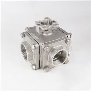 Square three-way threaded ball valve