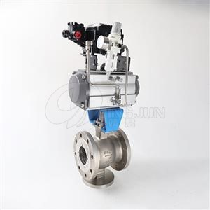 Pneumatic flange V-shaped ball valve