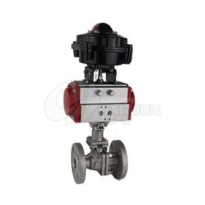 Pneumatic high platform with cast bracket flange ball valve